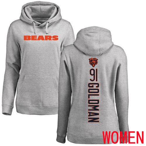 Chicago Bears Ash Women Eddie Goldman Backer NFL Football #91 Pullover Hoodie Sweatshirts